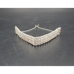 Touchstone Crystal Out and About Adjustable Silver Three Row Bracelet